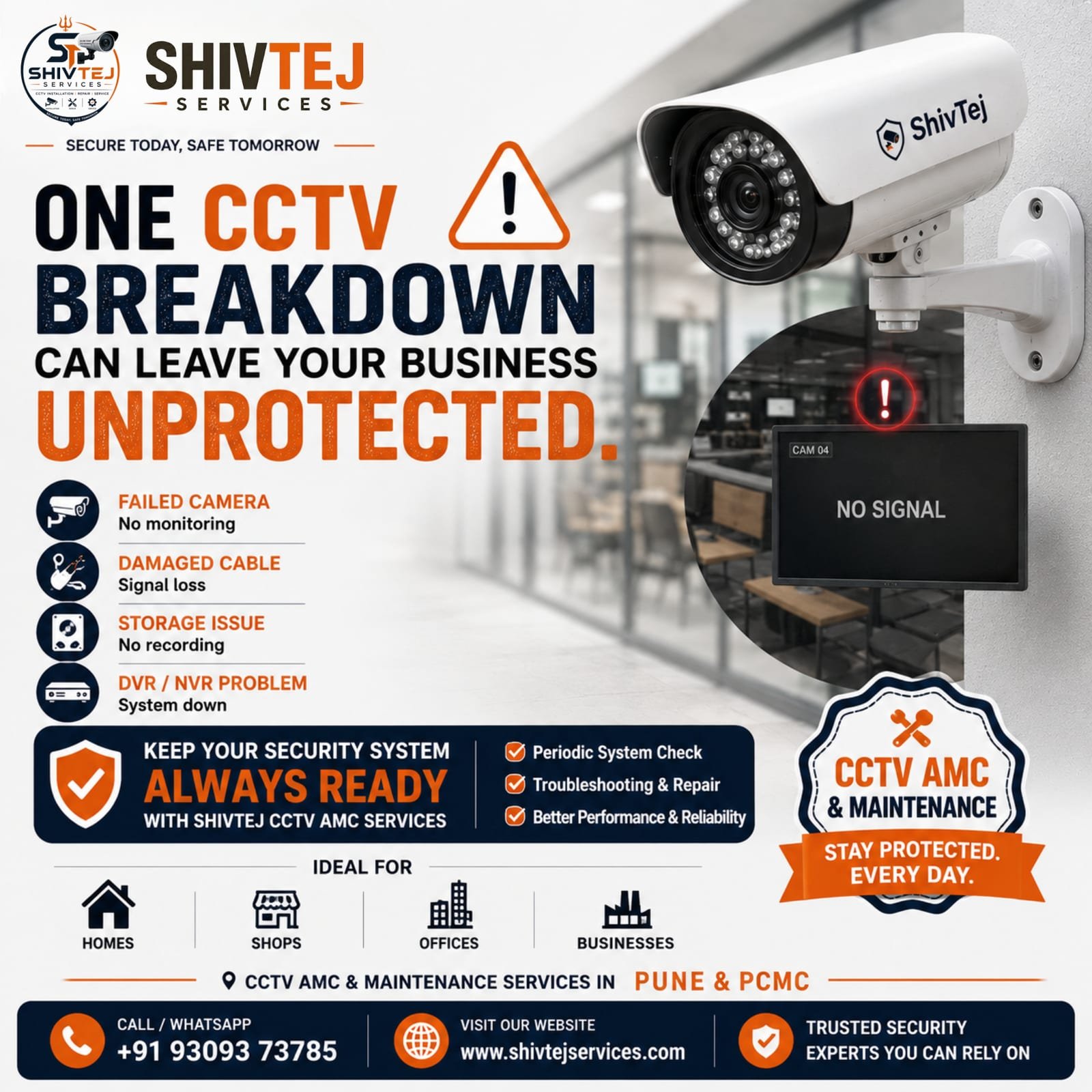 CCTV system warning showing a storage or recording issue