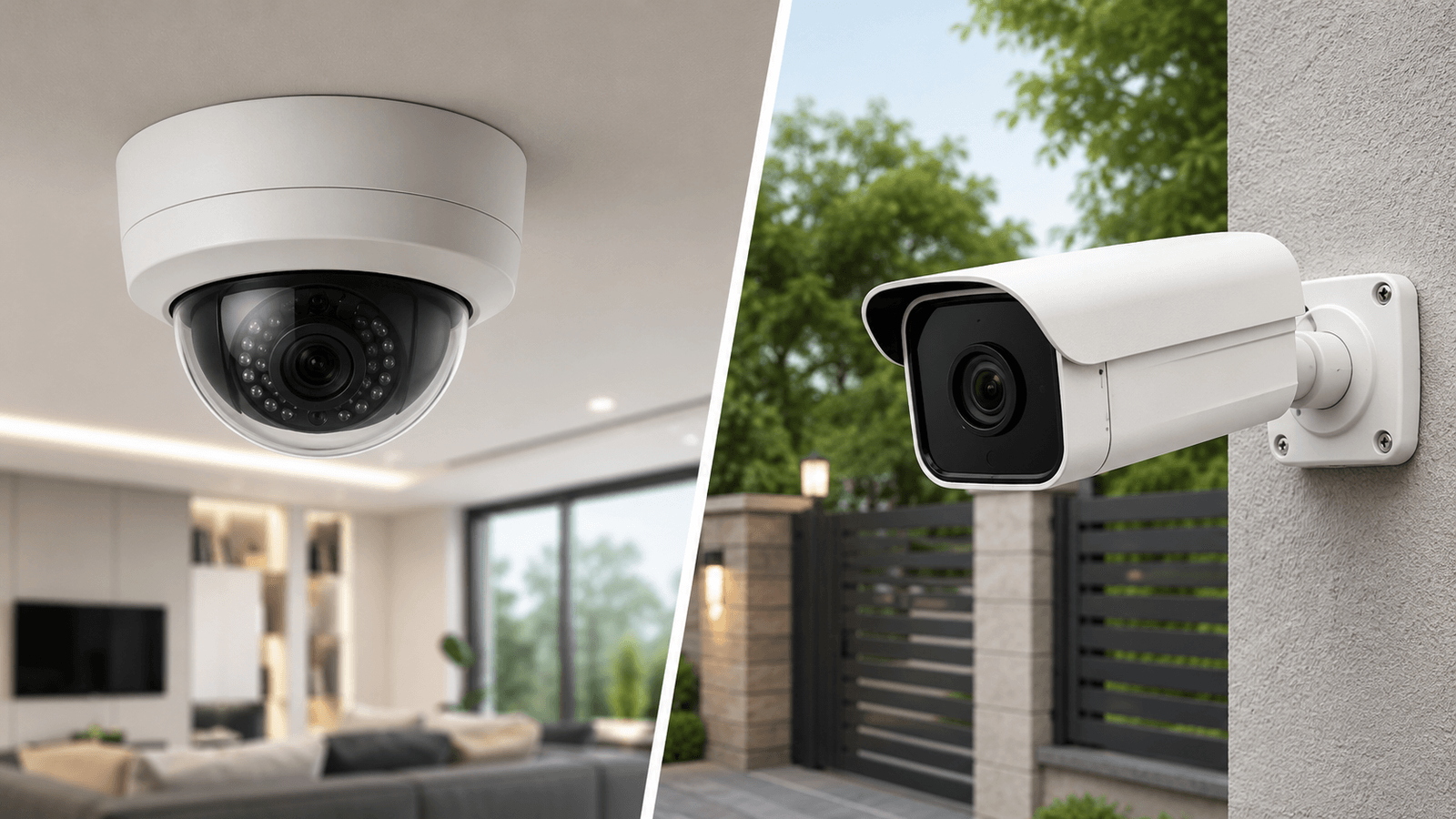 Dome camera and bullet camera side by side for CCTV comparison