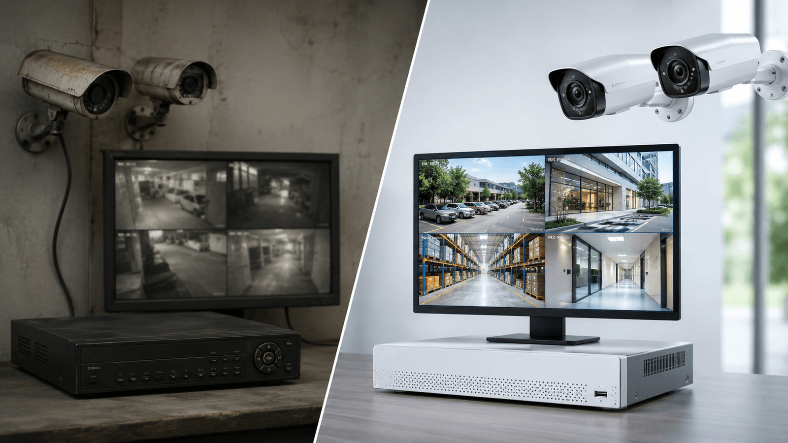 Old CCTV system compared with modern CCTV upgrade